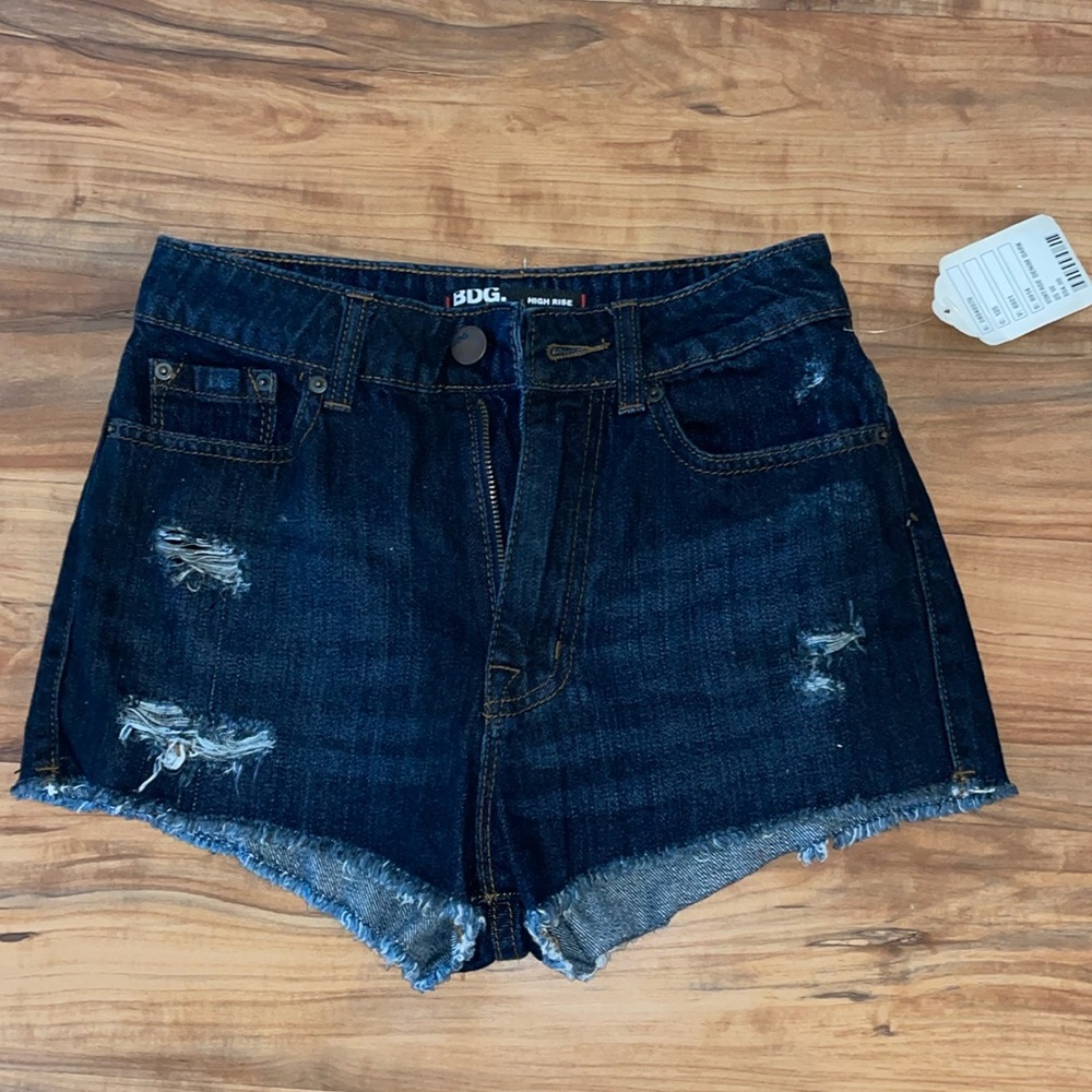 High rise cheeky denim shorts